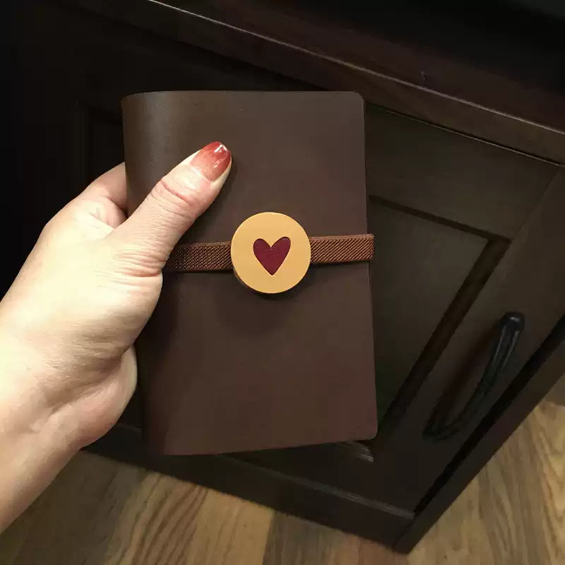 Handmade Heart Charm Leather Planner Band | Elastic Journal Strap for Planner Notebooks | Planner Accessory Cute Stationery Gift