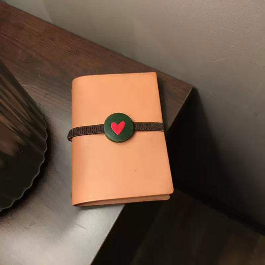 Handmade Heart Charm Leather Planner Band | Elastic Journal Strap for Planner Notebooks | Planner Accessory Cute Stationery Gift