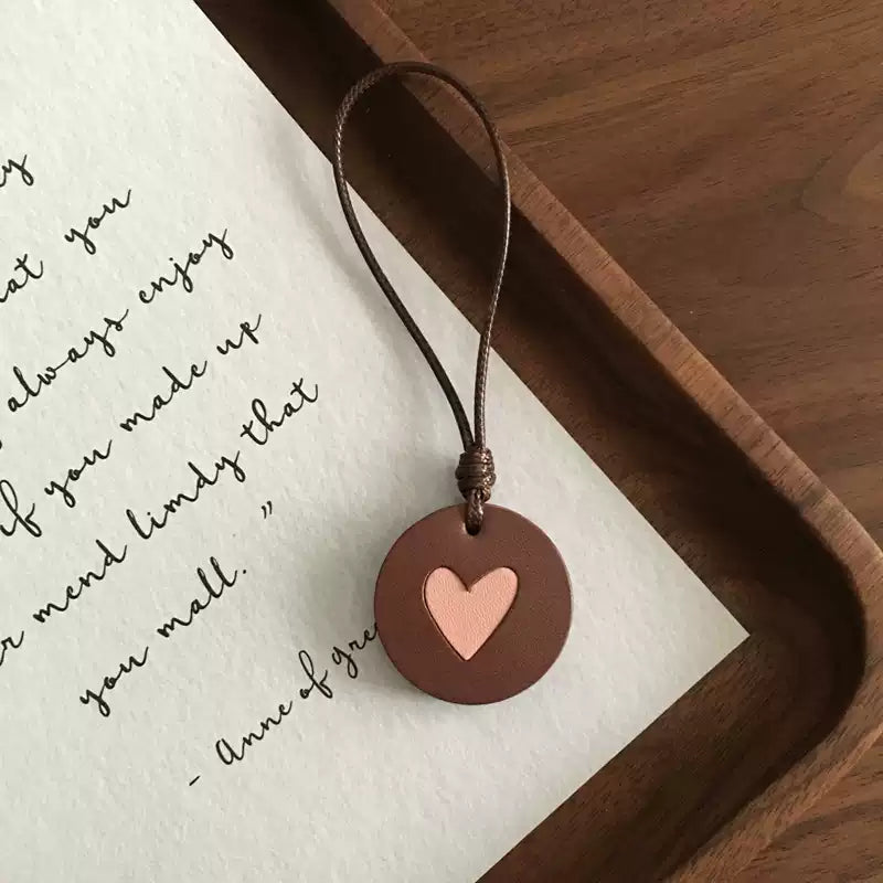 Handmade Heart Charm | Genuine Leather Planner Charm | Bag Charm Accessory Cute Valentine Gift