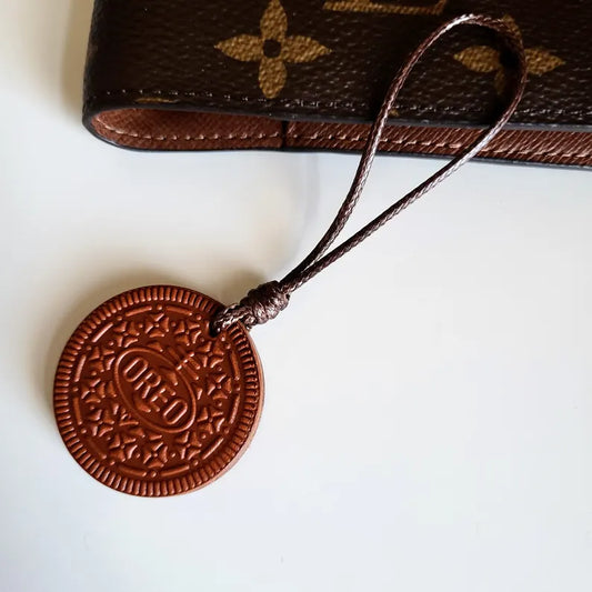 Handmade Oreo Cookie Charm | Genuine Leather Planner Charm | Bag Charm Accessory Chocolate Matcha Cute Gift
