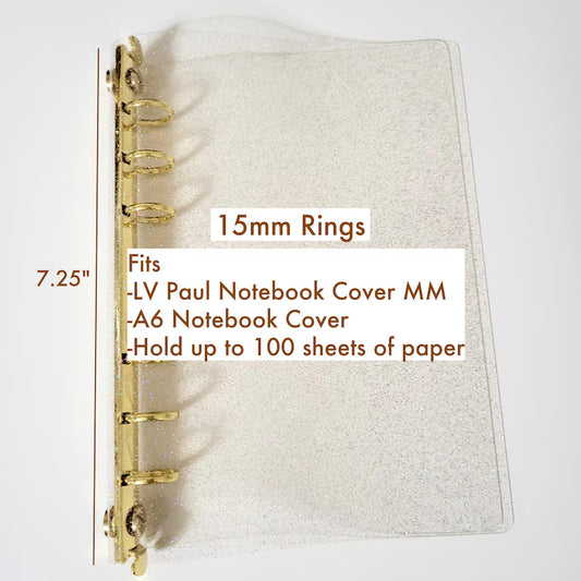 A6 Ring Adapter Insert for Notebook Planner , Binder Insert 15mm 20mm Dashboard